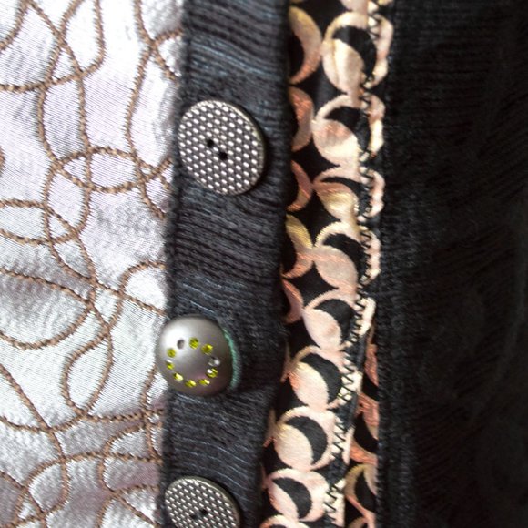 DESIGUAL Embroidered Long Sleeve Patterned Cotton/Wool Blend Coat - Picture 11 of 16